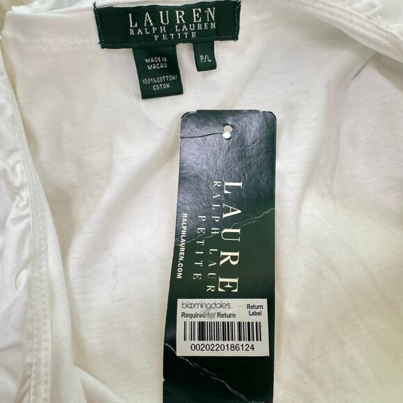 NWT Lauren Ralph Lauren Ruffled White Faux Wrap Tank Top V-Neck Casual Size PL - Picture 4 of 6